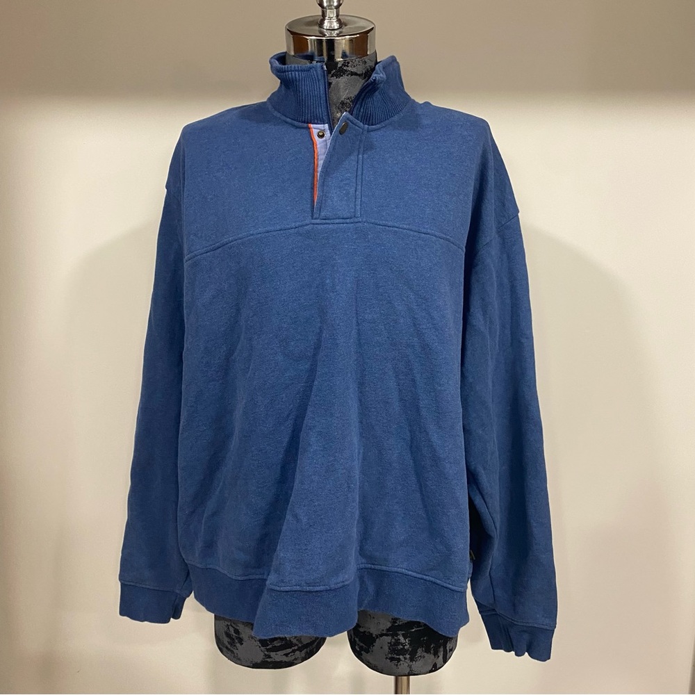 Orvis Signature Blue Quarter Zip Sweatshirt Pullover Size XXL
